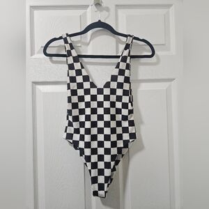Checkered One Piece Swimsuit